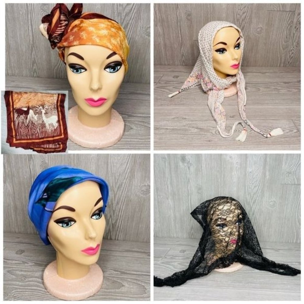4 mixed random head covering scarves mourning scarf wrap accessories